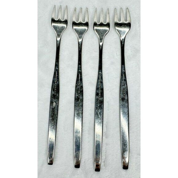 4 Oneida Community FROSTFIRE Stainless Cocktail Seafood Forks - Picture 4 of 5